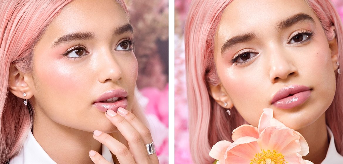 Eine junge Frau mit rosa Haaren & Make-up